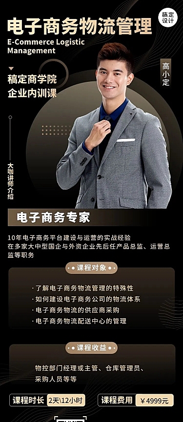 职业教育电商培训课程商务长图海报