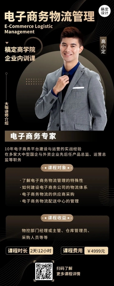职业教育电商培训课程商务长图海报