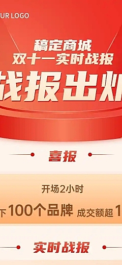 H5长页简约扁平双十一销售业绩战报喜报活动总结报告