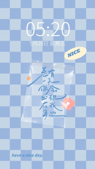 棋盘格个性手写插画手机壁纸