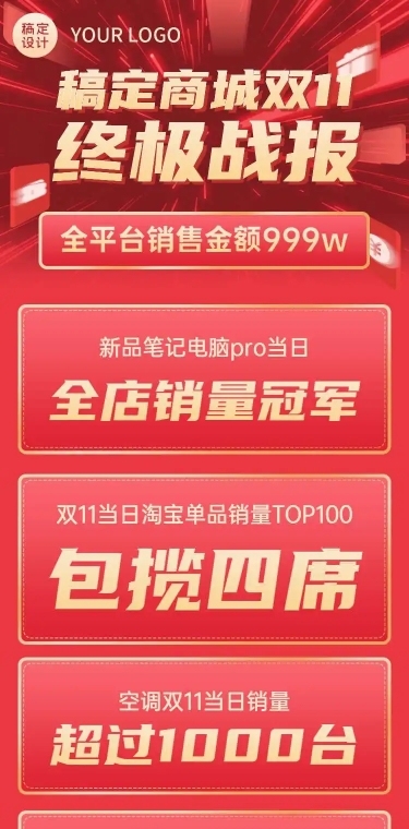 H5长页简约大气双十一喜报销量回顾