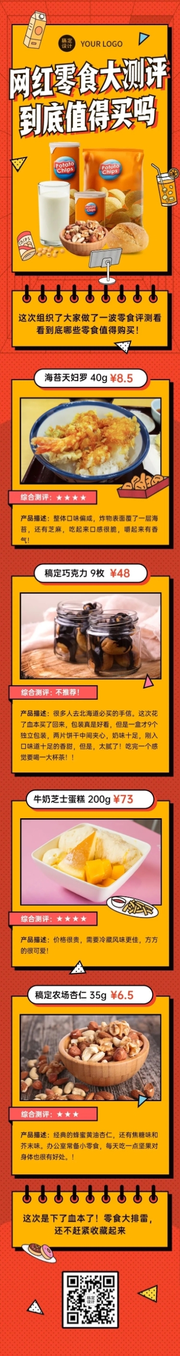 餐饮美食攻略指南创意文章长图预览效果