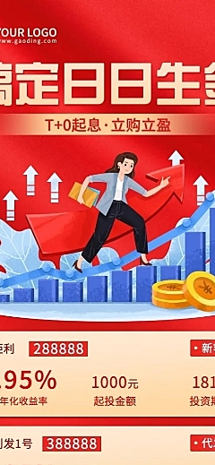 金融保险银行理财营销长图喜庆海报