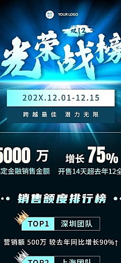 双十二科技风企业销售喜报战报长图海报