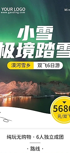 旅游东北漠河极光线路营销长图海报