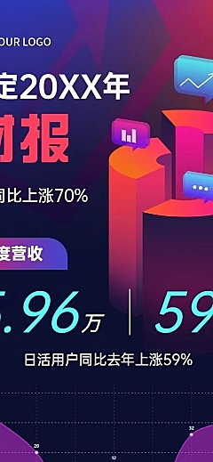 商务科技风年终总结企业数据财报文章长图