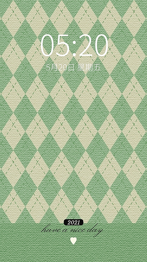 简约绿色棋盘格手机壁纸