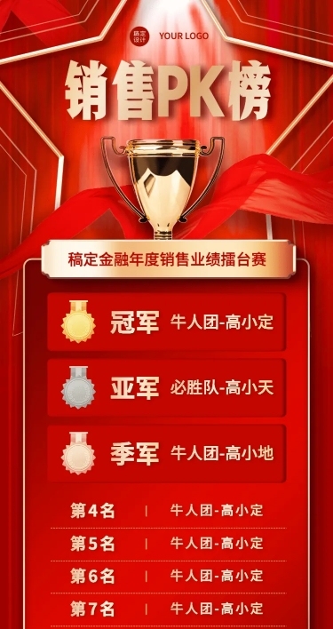 金融保险表彰颁奖喜庆喜报排行榜长图海报