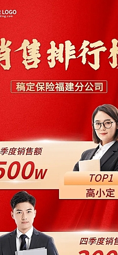 金融保险表彰颁奖喜庆喜报排行榜长图海报