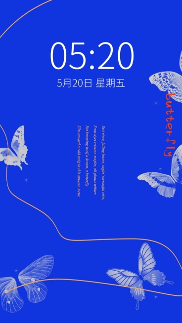 克莱因蓝流行蝴蝶手机壁纸预览效果