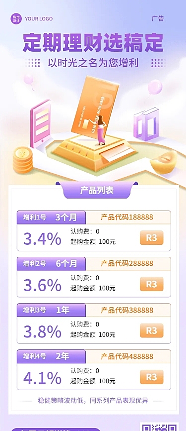 金融保险品营销简约长图海报