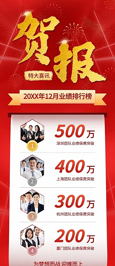 金融保险表彰颁奖喜庆喜报排行榜长图海报