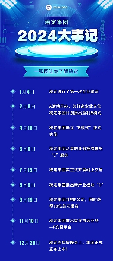 科技风企业年终总结文章长图