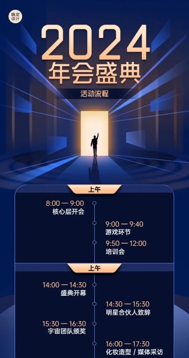 商务企业年会活动流程长图海报