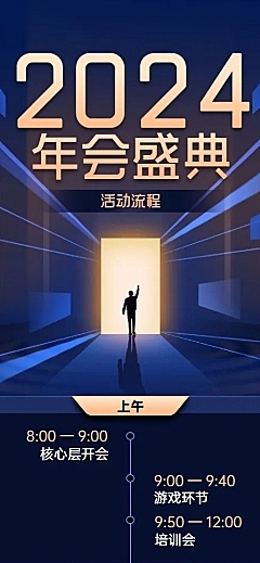 商务企业年会活动流程长图海报