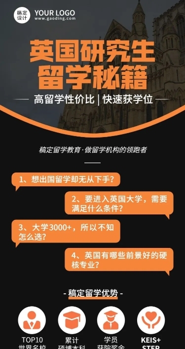 留学机构招生介绍长图海报