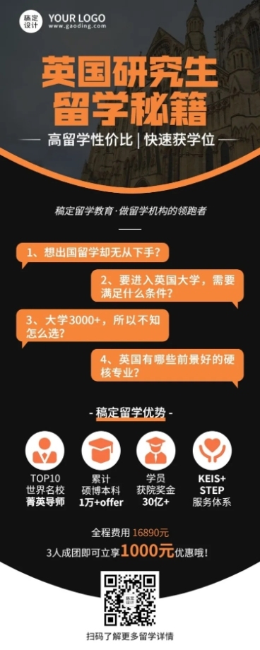 留学机构招生介绍长图海报预览效果
