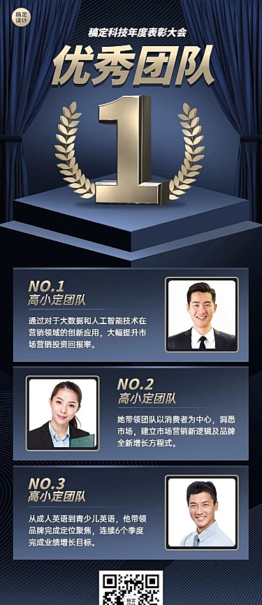 商务企业年终员工表彰长图海报