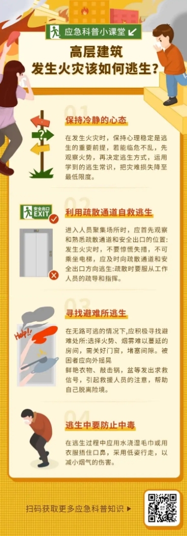 消防逃生知识应急管理科普文章长图预览效果