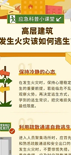 消防逃生知识应急管理科普文章长图
