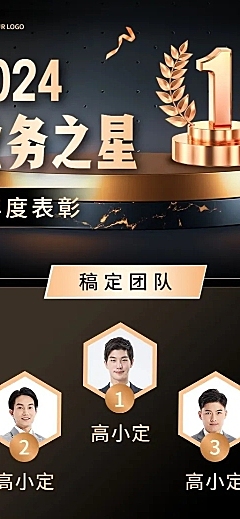 黑金商务企业员工年终表彰排行榜年会长图海报