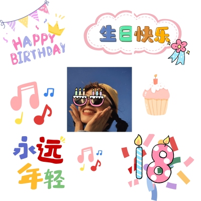 生日晒照装饰朋友圈九宫格
