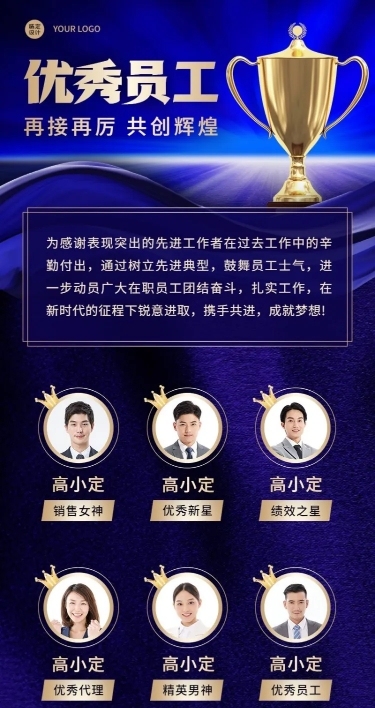 商务企业员工年终表彰排行榜年会长图海报