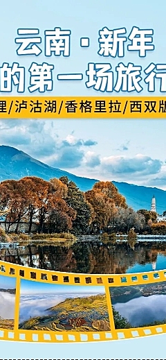 新年旅游线路营销清新长图海报