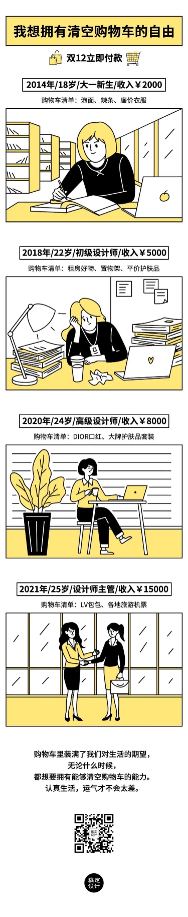 点击进入编辑 双十二清空购物车趣味条漫预览效果
