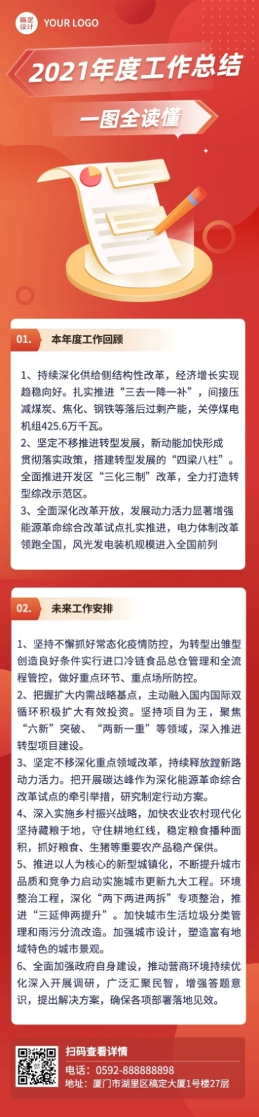 一图读懂年度工作总结汇报文章长图预览效果