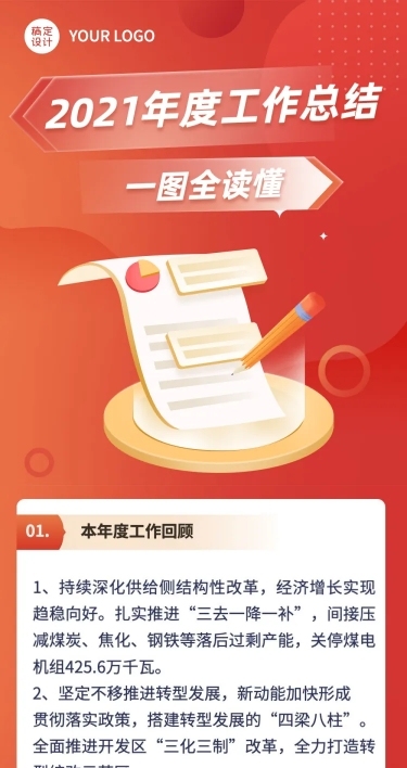 一图读懂年度工作总结汇报文章长图