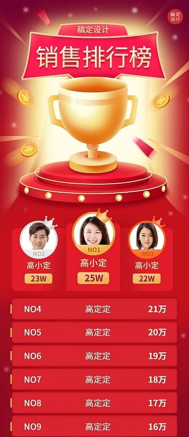 企业年终优秀员工表彰榜单长图海报