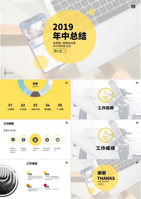 商务新媒体运营年中总结PPT预览效果