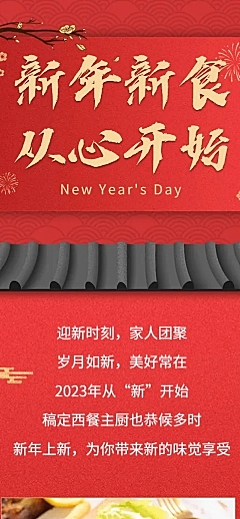 新年餐饮美食节日祝福喜庆手机长图