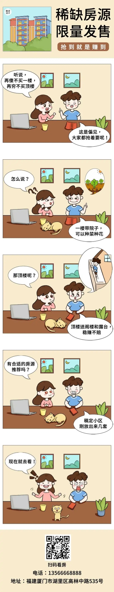 点击进入编辑 地产对话话题趣味互动条漫长图预览效果