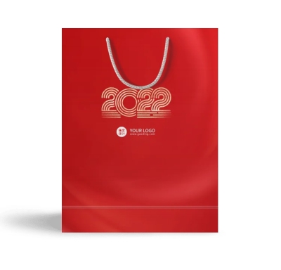 企业商务2022虎年年会红色喜庆手提包装袋 