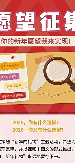 元旦节新年愿望征集活动长图海报