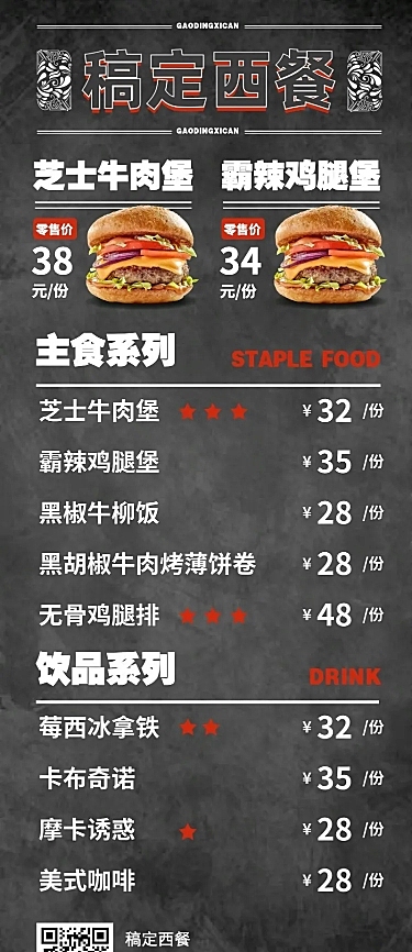 西餐快餐产品营销实景长图海报