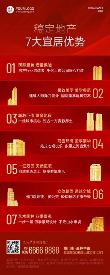 房地产优势买房话术喜庆长图海报预览效果