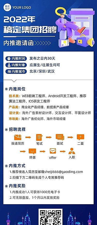 企业招聘内推长图海报