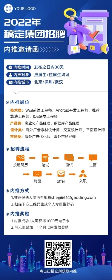 企业招聘内推长图海报