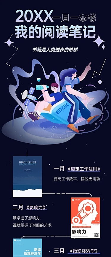 元旦趣味年终读书笔记总结长图