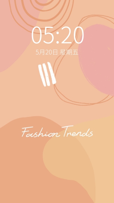 柔和桃色系简约线条手机壁纸