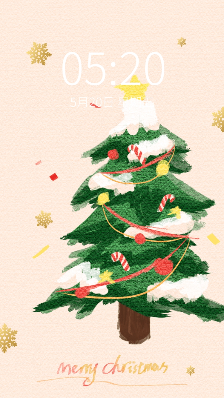 手绘圣诞树圣诞节手机壁纸