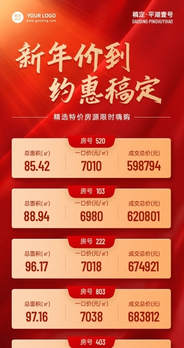 新年地产服务节日营销喜庆长图海报