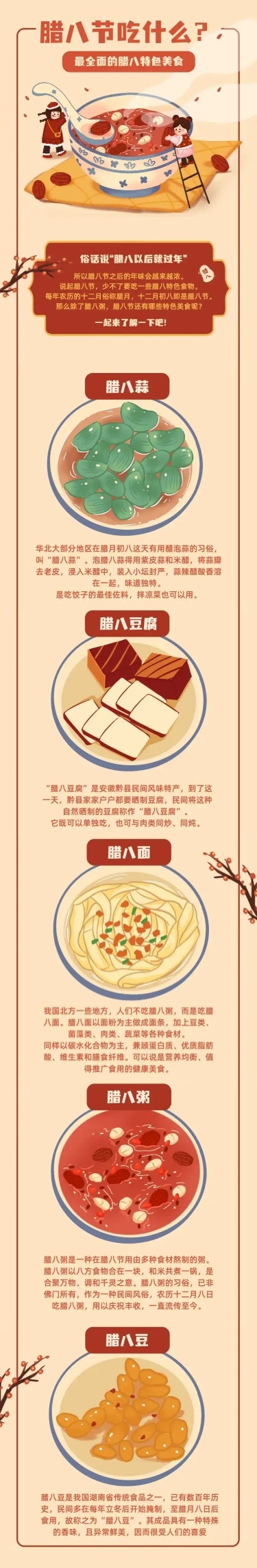 腊八节餐饮美食科普喜庆中国风长图