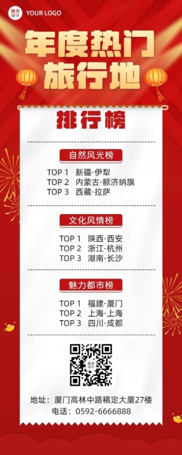 旅游出行旅游攻略喜庆海报预览效果