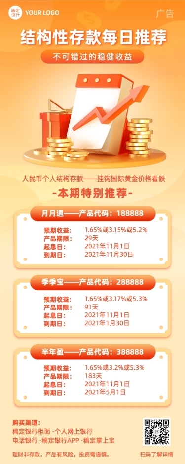 金融保险产品推广营销长图海报