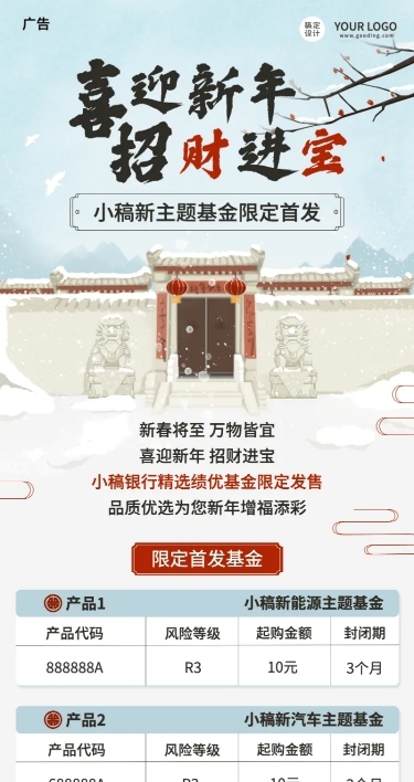 金融保险春节产品营销中国风海报