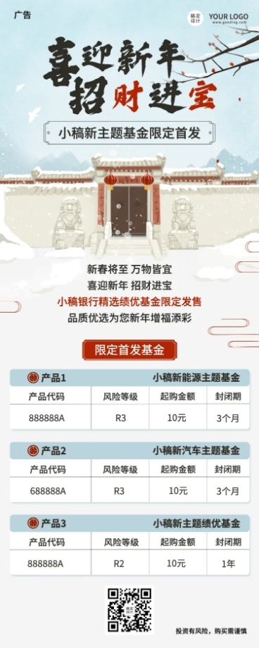 金融保险春节产品营销中国风海报预览效果